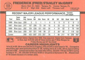 1990 Donruss #188 Fred McGriff Back