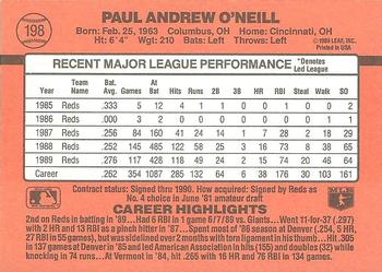 1990 Donruss #198 Paul O'Neill Back
