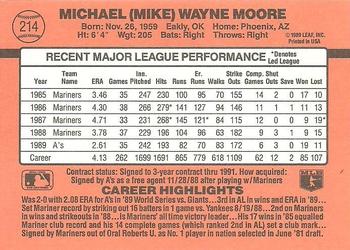1990 Donruss #214 Mike Moore Back