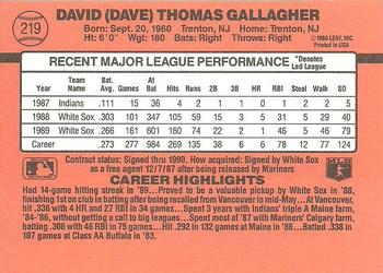 1990 Donruss #219 Dave Gallagher Back
