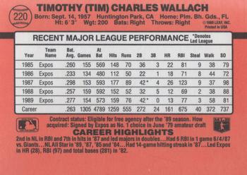 1990 Donruss #220 Tim Wallach Back