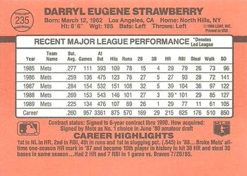 1990 Donruss #235 Darryl Strawberry Back