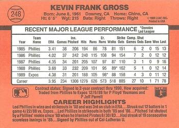 1990 Donruss #248 Kevin Gross Back