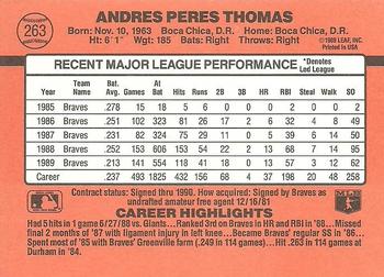 1990 Donruss #263 Andres Thomas Back