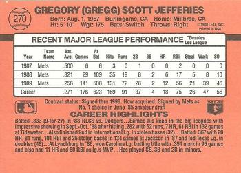 1990 Donruss #270 Gregg Jefferies Back