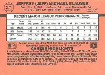 1990 Donruss #271 Jeff Blauser Back