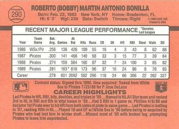 1990 Donruss #290 Bobby Bonilla Back