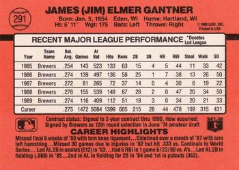 1990 Donruss #291 Jim Gantner Back