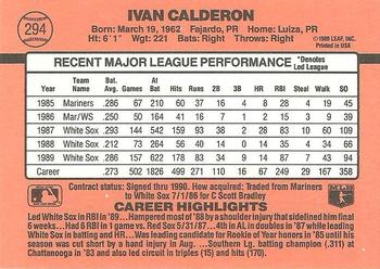 1990 Donruss #294 Ivan Calderon Back
