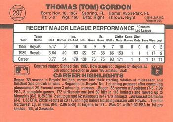1990 Donruss #297 Tom Gordon Back