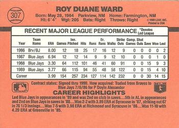 1990 Donruss #307 Duane Ward Back