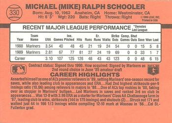 1990 Donruss #330 Mike Schooler Back