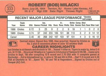 1990 Donruss #333 Bob Milacki Back