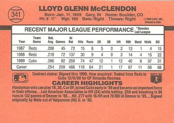 1990 Donruss #341 Lloyd McClendon Back