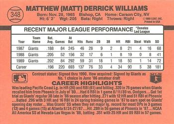 1990 Donruss #348 Matt Williams Back