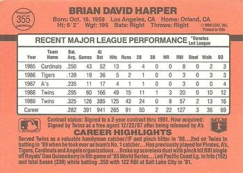 1990 Donruss #355 Brian Harper Back