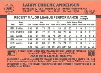 1990 Donruss #359 Larry Andersen Back