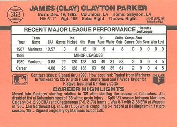 1990 Donruss #363 Clay Parker Back