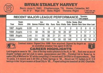 1990 Donruss #372 Bryan Harvey Back