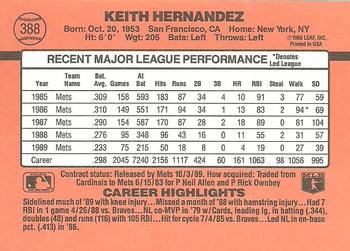 1990 Donruss #388 Keith Hernandez Back