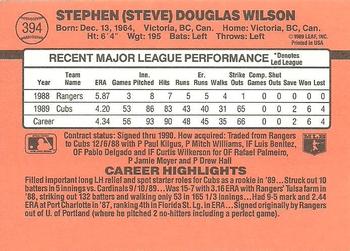 1990 Donruss #394 Steve Wilson Back