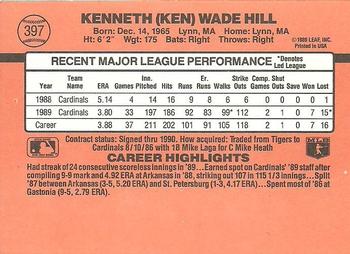 1990 Donruss #397 Ken Hill Back