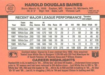 1990 Donruss #402 Harold Baines Back
