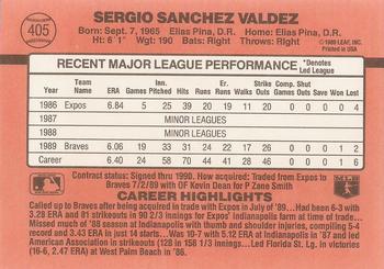 1990 Donruss #405 Sergio Valdez Back