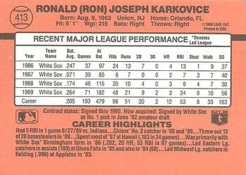 1990 Donruss #413 Ron Karkovice Back