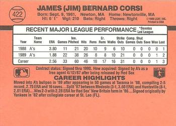 1990 Donruss #422 Jim Corsi Back