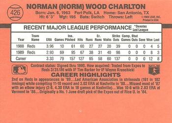 1990 Donruss #426 Norm Charlton Back