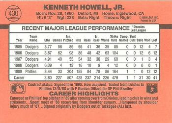 1990 Donruss #430 Ken Howell Back