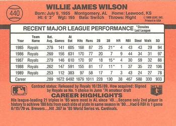 1990 Donruss #440 Willie Wilson Back