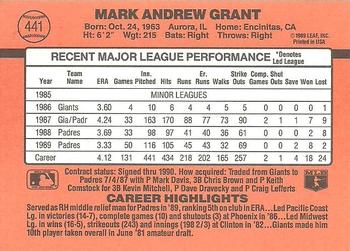 1990 Donruss #441 Mark Grant Back