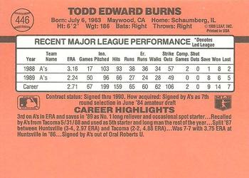 1990 Donruss #446 Todd Burns Back