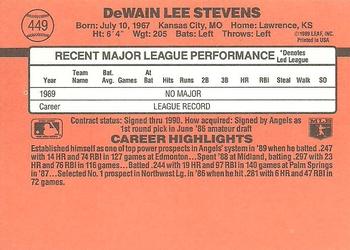 1990 Donruss #449 Lee Stevens Back