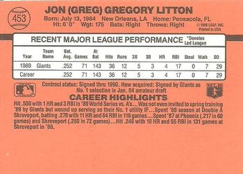 1990 Donruss #453 Greg Litton Back