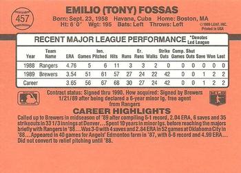 1990 Donruss #457 Tony Fossas Back