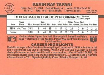 1990 Donruss #473 Kevin Tapani Back