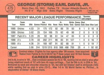 1990 Donruss #479 Storm Davis Back