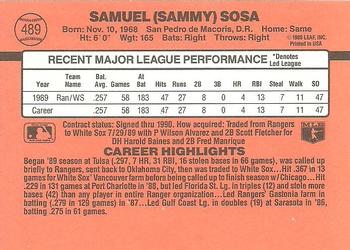 1990 Donruss #489 Sammy Sosa Back