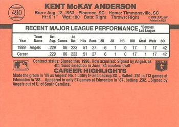 1990 Donruss #490 Kent Anderson Back
