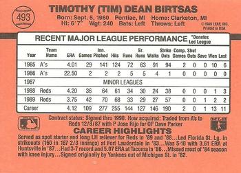 1990 Donruss #493 Tim Birtsas Back
