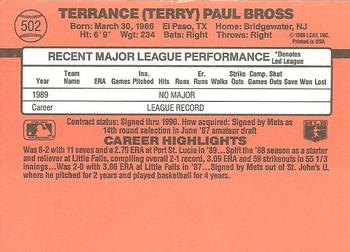 1990 Donruss #502 Terry Bross Back