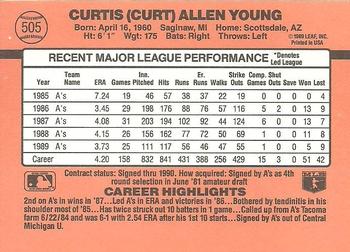 1990 Donruss #505 Curt Young Back
