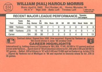 1990 Donruss #514 Hal Morris Back