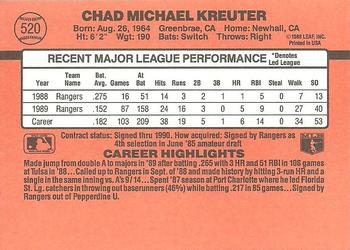 1990 Donruss #520 Chad Kreuter Back