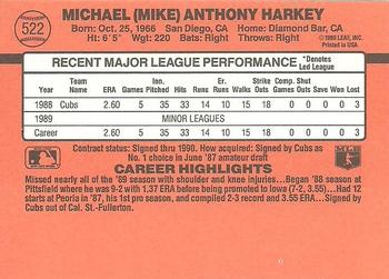 1990 Donruss #522 Mike Harkey Back