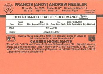 1990 Donruss #523 Andy Nezelek Back