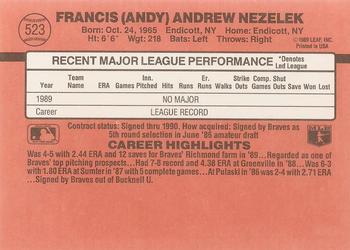 1990 Donruss #523 Andy Nezelek Back